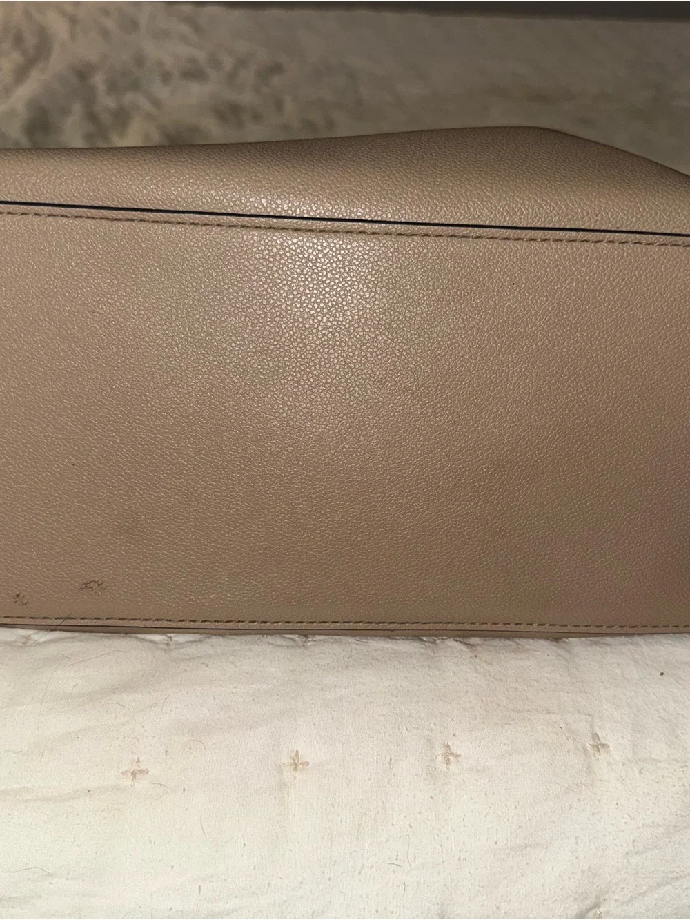 Melie Bianco Taupe Vegan Leather Tote Bag | Large Shoulder Purse